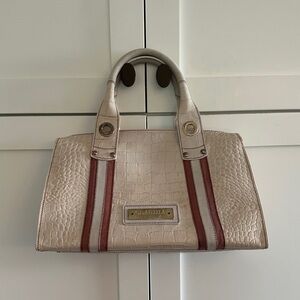 CLAUDIA FIRENZE CROC EMBOSSED LEATHER SATCHEL